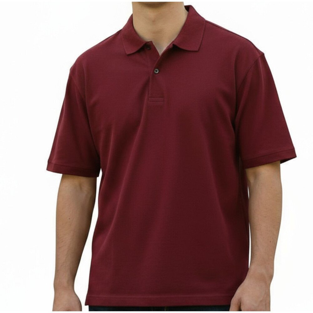 PGA TOUR Performance Maroon Men's Golf Short Sleeve Polo Shirt - Size Large